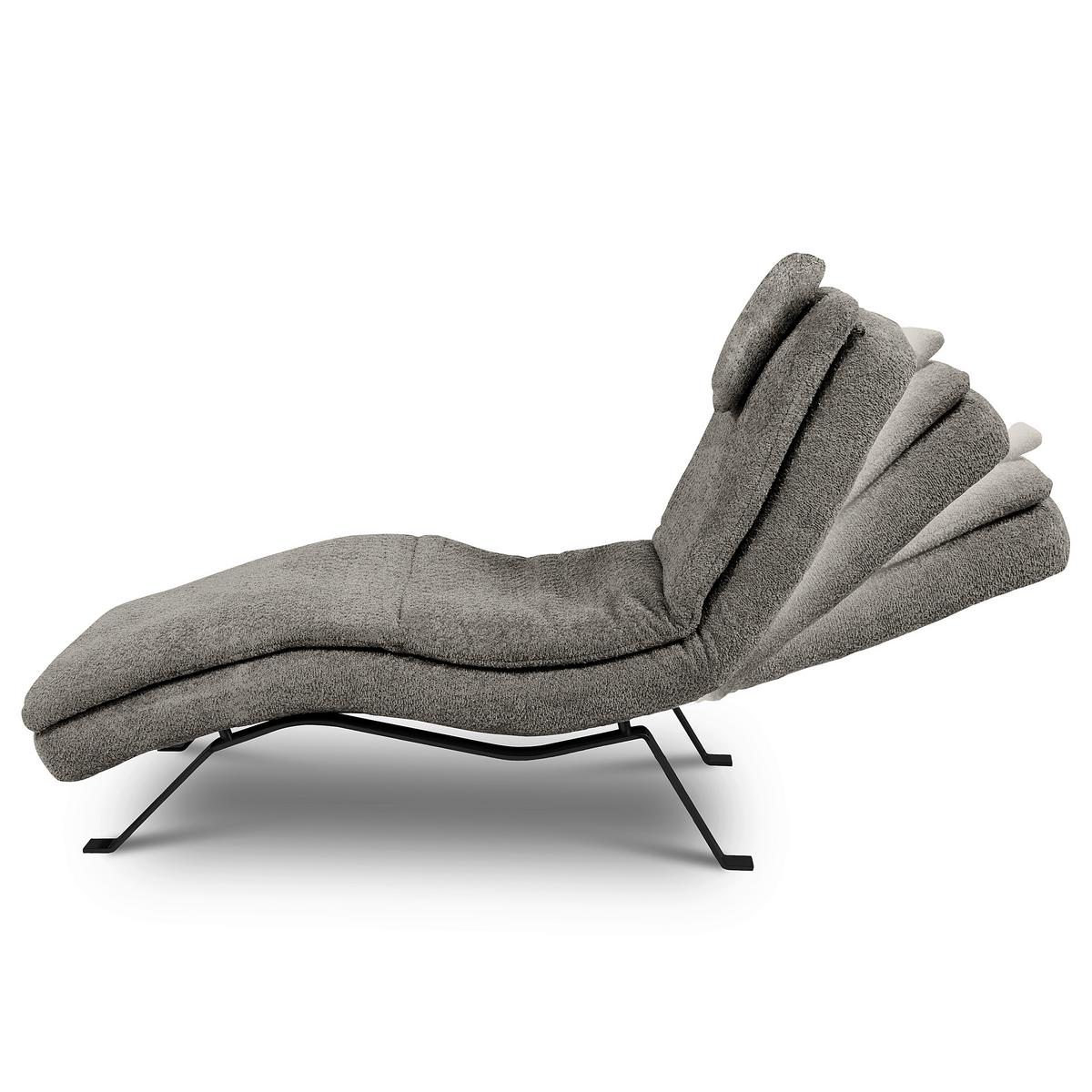 Relaxliege Black Dunkelgrau, B: 65cm - Dunkelgrau/Schwarz, Design, Leder (65/95/171cm) - Celina Home