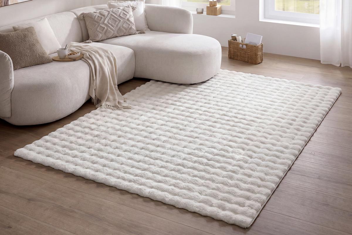 UMĚLÁ KOŽEŠINA BUBBLE 3 - krémová, Moderní, textil (160/230cm) - Mömax