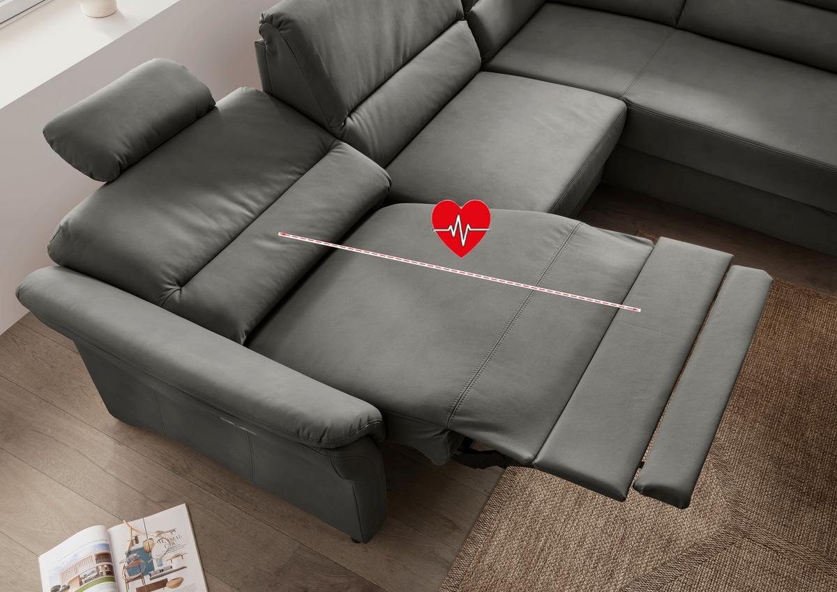 Ecksofa Cavoli, Grau S: 266x190 cm - Schwarz/Grau, MODERN, Textil (266/190cm) - Livetastic