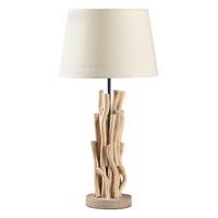 Tischleuchte 4899/LG - Weiß/Akaziefarben, Natur, Holz/Textil (30/30/60cm)