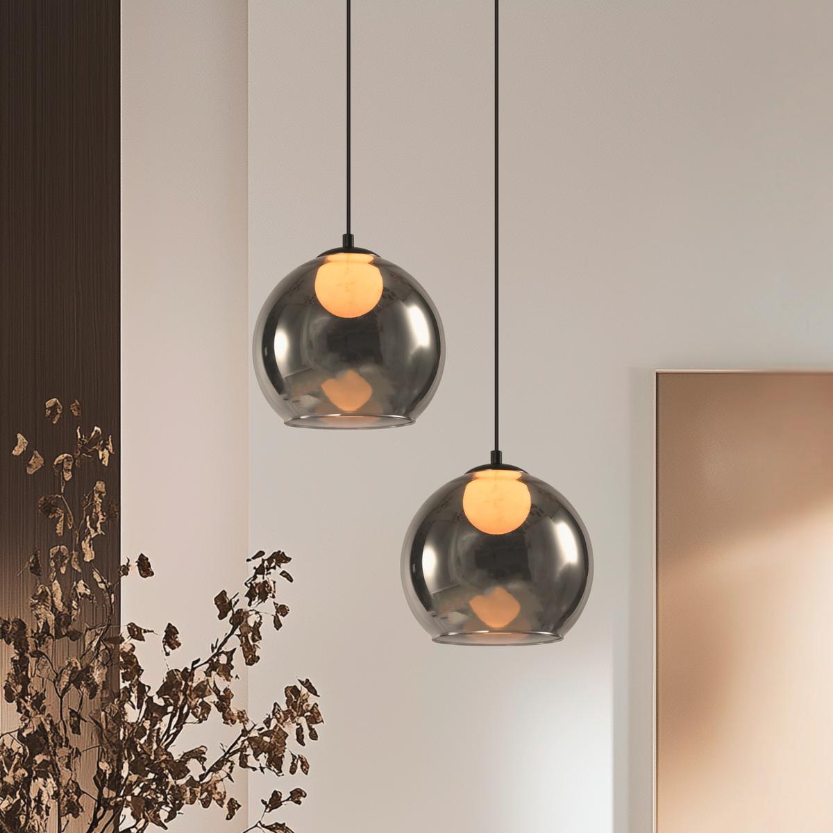 Pendelleuchte 31-38333 Brin - Schwarz/Weiß, Design, Glas/Metall (23/23/100cm)