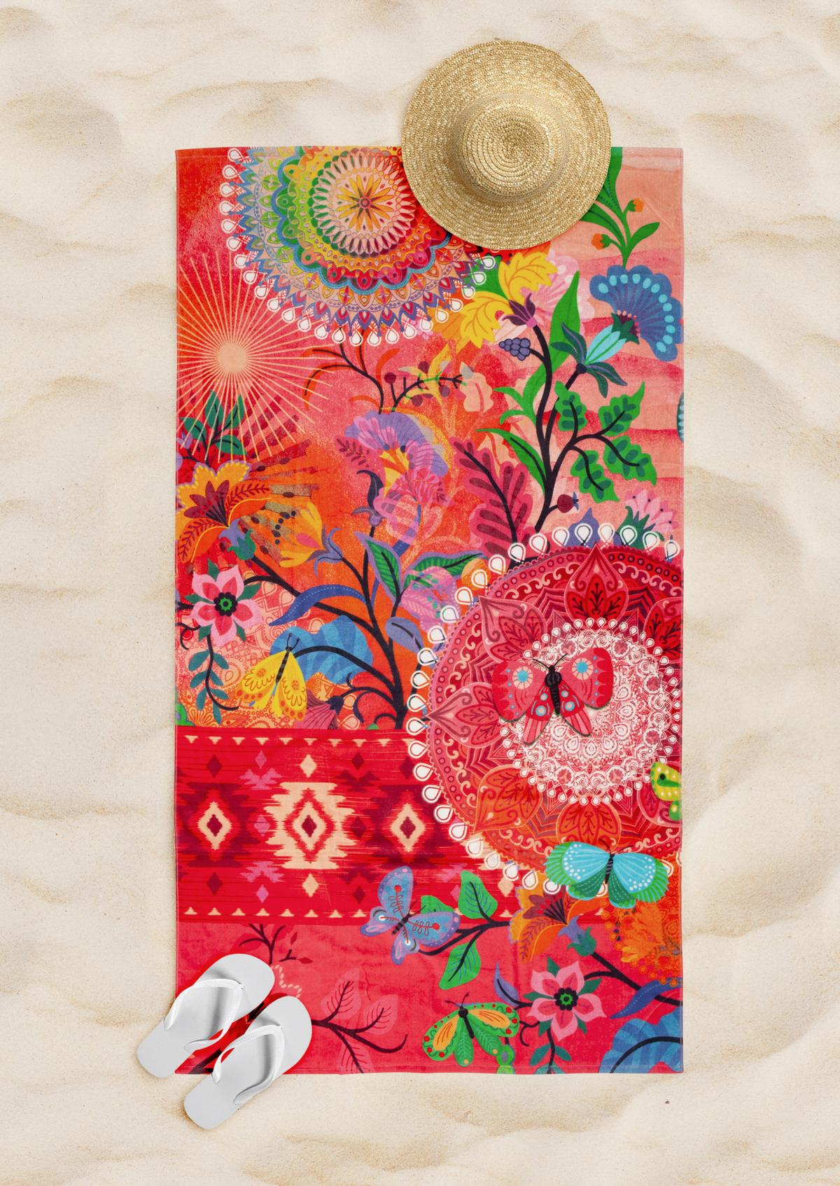 Strandtuch Giselah Multicolor 100x180 cm - Multicolor, Trend, Textil (100/180cm)