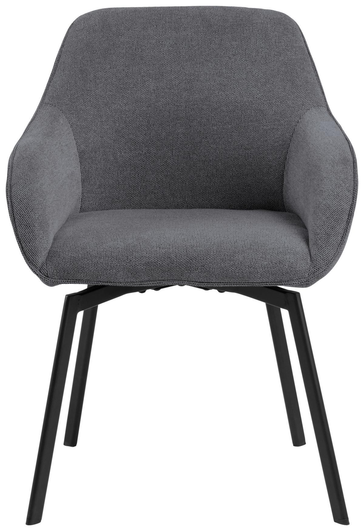 STOLIČKA S PODRÚČKAMI CLARA - čierna/sivá, Design, kov/textil (58,5/83,5/55,5cm) - MID.YOU