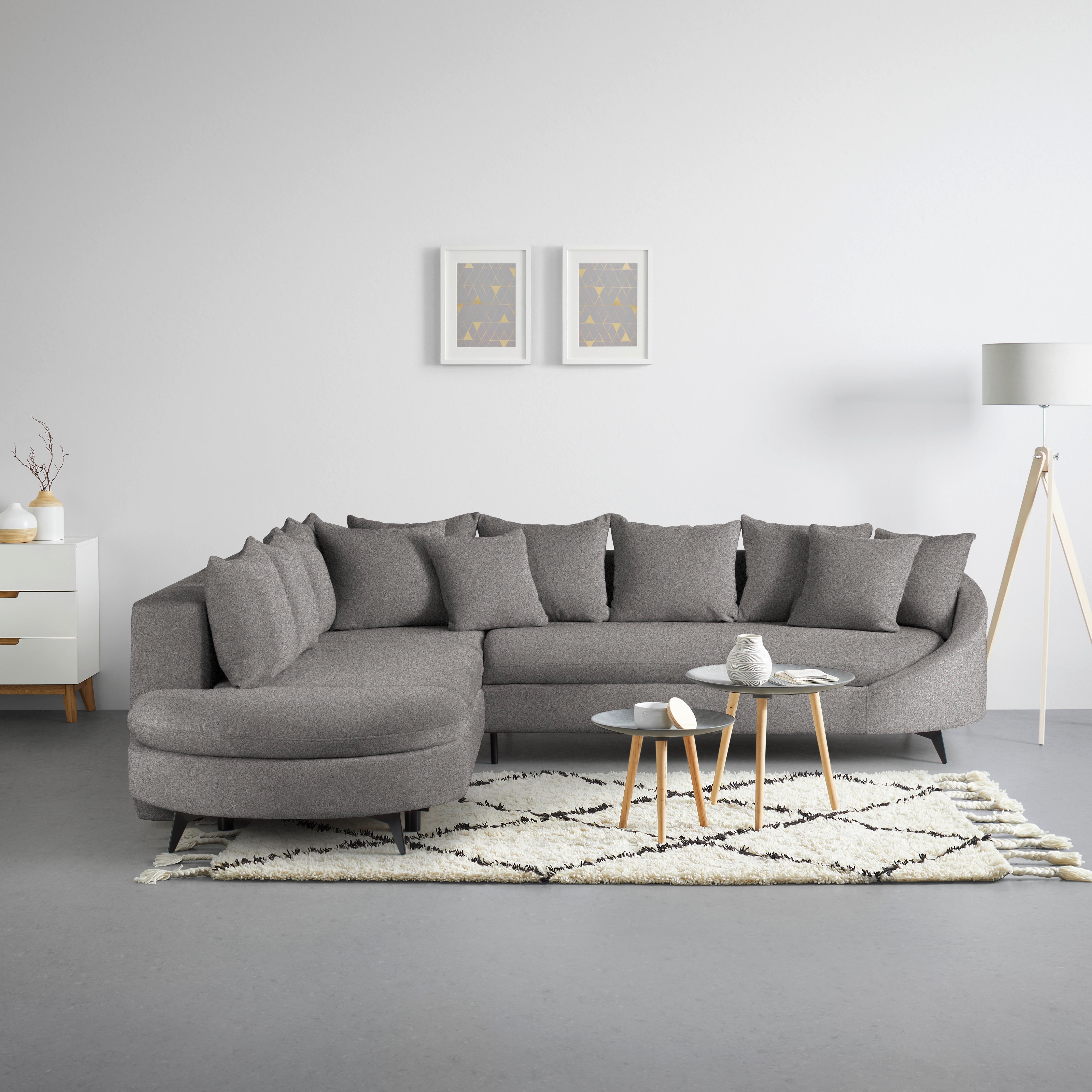 Rohová sedačka AXEL, ľavá, grafitová ženilka - čierna/grafitová, Modern, kov/textil (250/291cm) - Mömax