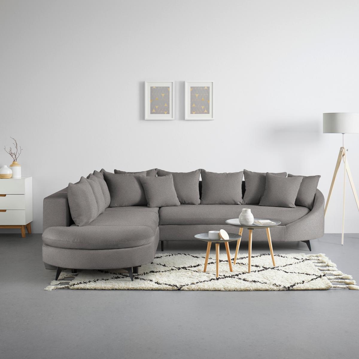 Rohová sedačka AXEL, ľavá, grafitová ženilka - čierna/grafitová, Modern, kov/textil (250/291cm) - Mömax