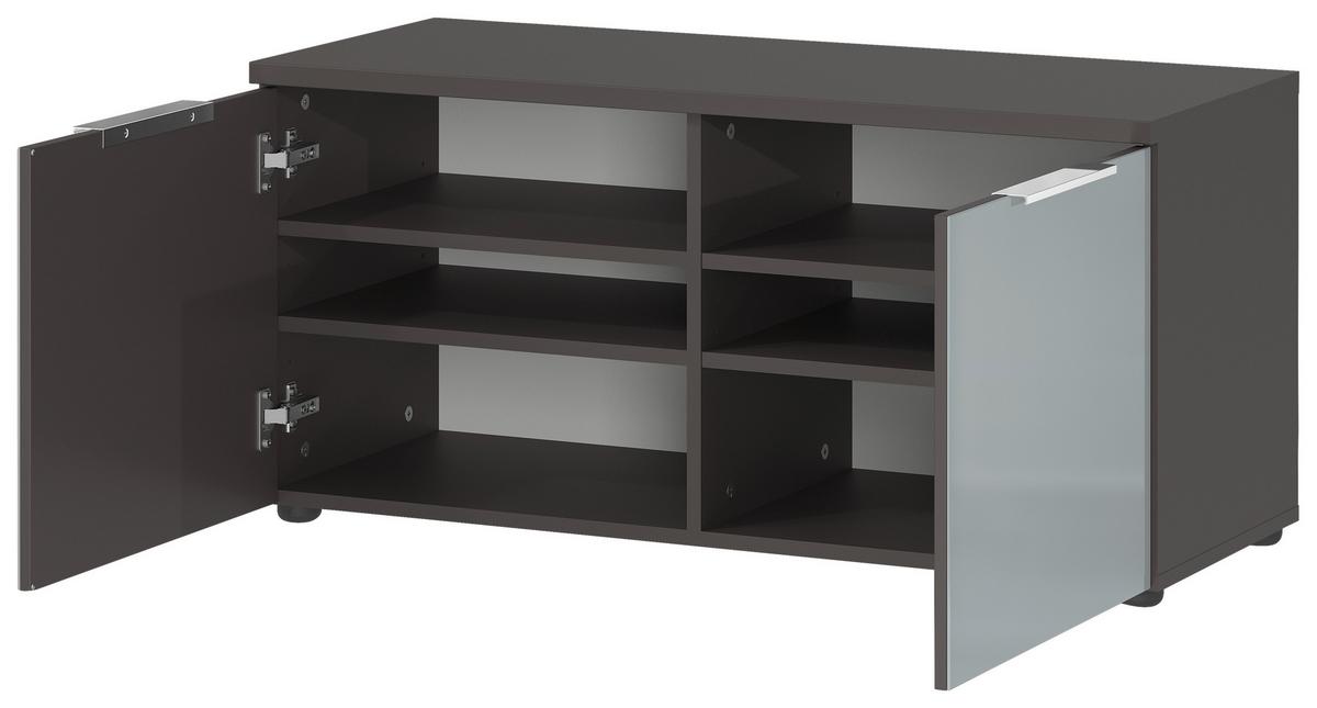 Schuhbank Genova Graphitfarben B: 97 cm - Silberfarben/Graphitfarben, MODERN, Glas/Holzwerkstoff (97/47/40cm) - Germania