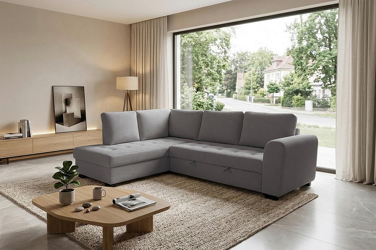 Ecksofa John Grau S: 178x239 cm - Schwarz/Grau, Trend, Textil (178/239cm)