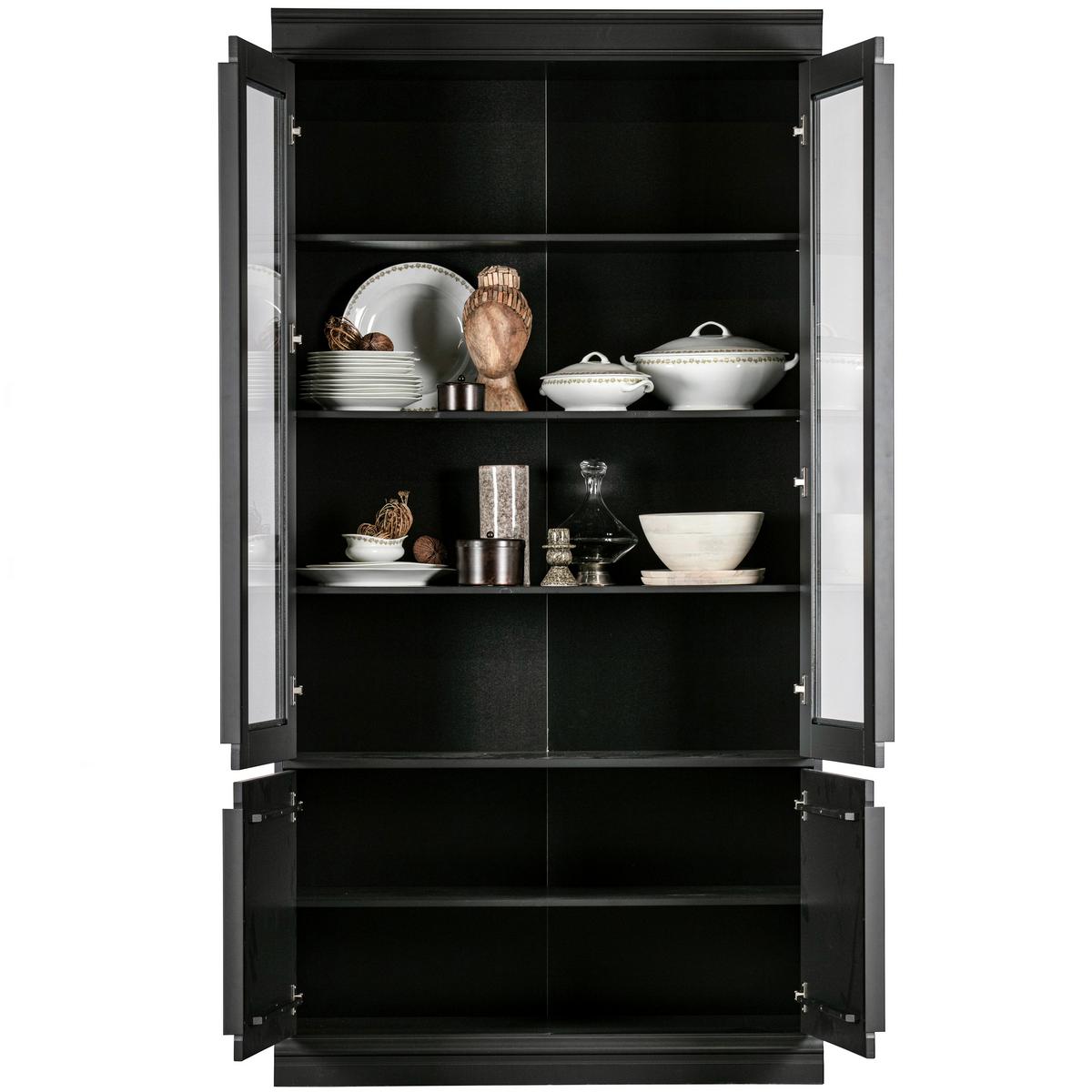 Vitrine Organize Schwarz B: 110 Cm - Schwarz, Design, Glas/Holz (110/215/44cm) - Livetastic
