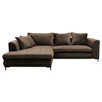 Ecksofa Bello Braun Mit Schlaffunktion Ottomane Links - Schwarz/Braun, Design, Textil (187/277cm) - Livetastic