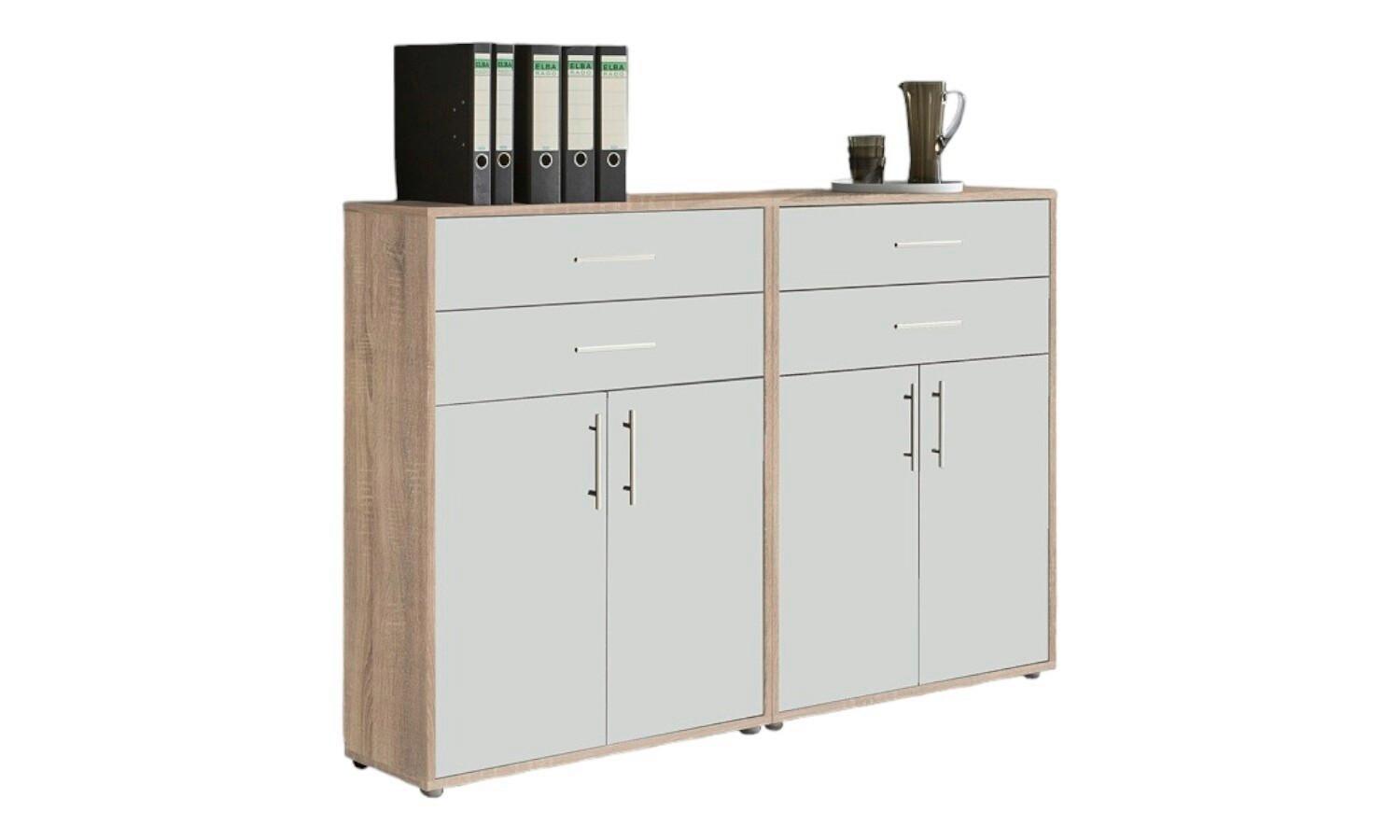 Office Edition B: 168,8 cm Eichefarben/Weiß - Eichefarben/Weiß, MODERN, Holzwerkstoff (168,8/113,6/33cm) - MID.YOU