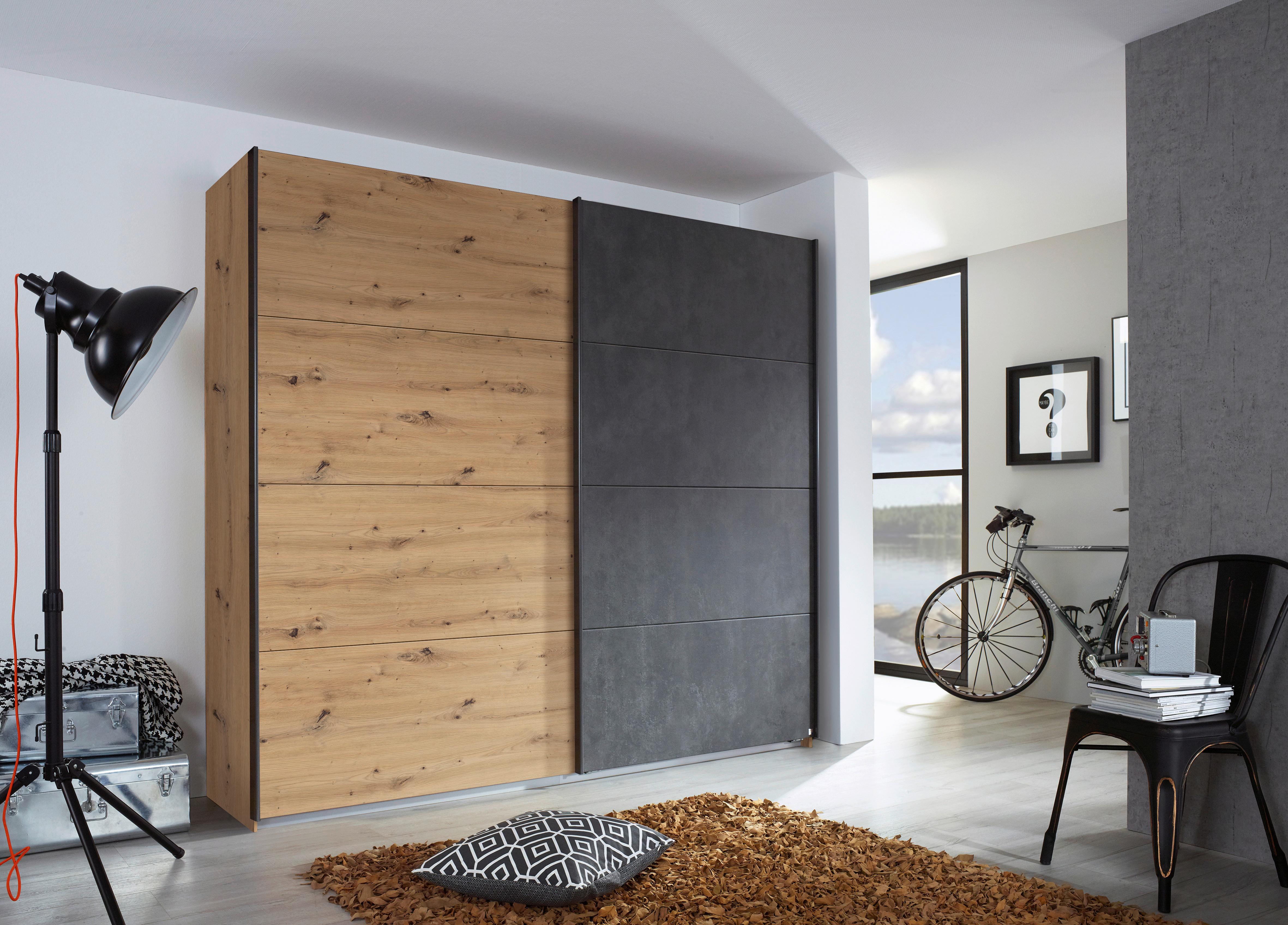 Schwebetürenschrank Tampa Anthrazit/eiche Dekor B: 226cm - Anthrazit/Eiche Artisan, KONVENTIONELL, Holzwerkstoff (226/210/62cm) - Rauch Möbel