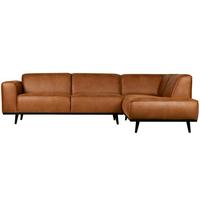 ECKSOFA Statement Cognac S: 274x210cm - Cognac/Schwarz, Design, Leder/Textil (274/210cm) - Livetastic