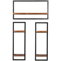 Wandregalset 3-tlg. Mangoholz B: 60cm - Schwarz/Naturfarben, Design, Holz/Metall (60/110/25cm) - MID.YOU