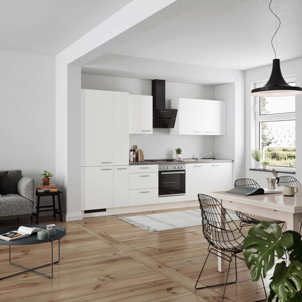 KÜCHENLEERBLOCK TOUCH HIGH - LINE, H11 LINKS - Weiß/Grau, MODERN, Holzwerkstoff (330cm) - Nobilia