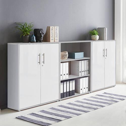 Office Edition B: 253,2 cm Grau/Weiß - Weiß/Grau, MODERN, Holzwerkstoff (253,2/113,6/33cm) - MID.YOU