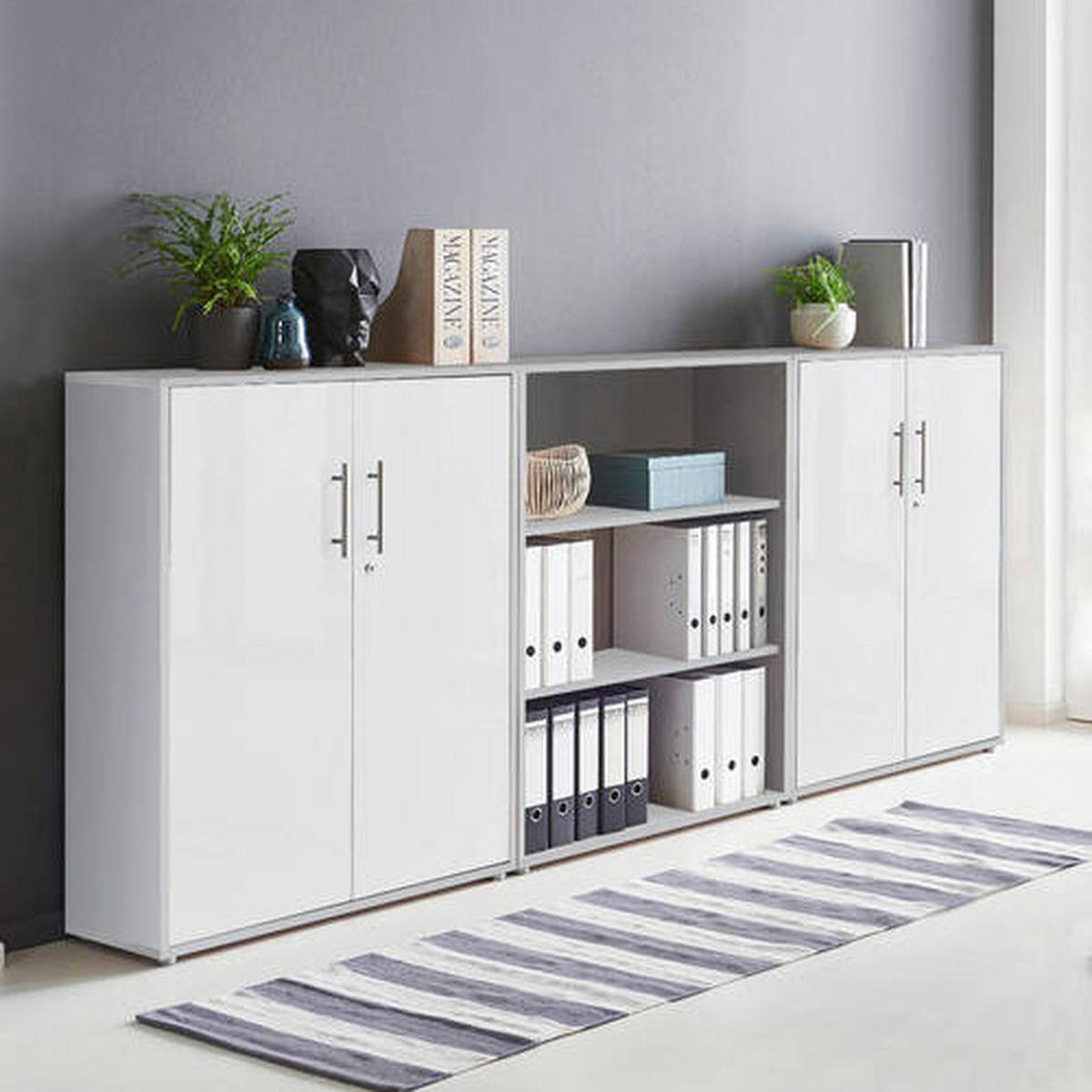Office Edition B: 253,2 Cm Grau/weiß - Weiß/Grau, MODERN, Holzwerkstoff (253,2/113,6/33cm) - MID.YOU