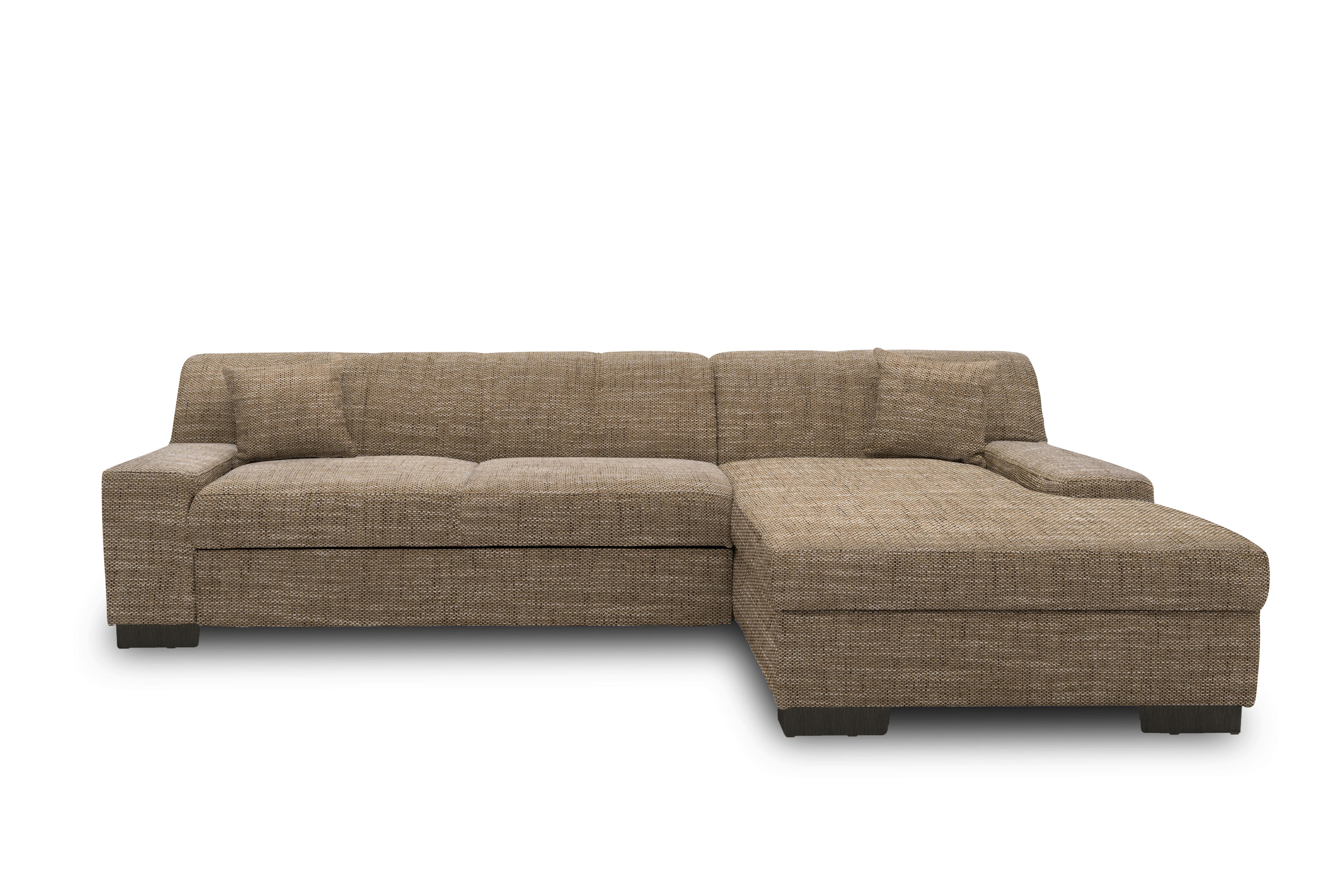 Ecksofa mit Schlaffunktion Norma Braun/Beige Webstoff - Wengefarben/Beige, Design, Textil (268/153cm) - MID.YOU