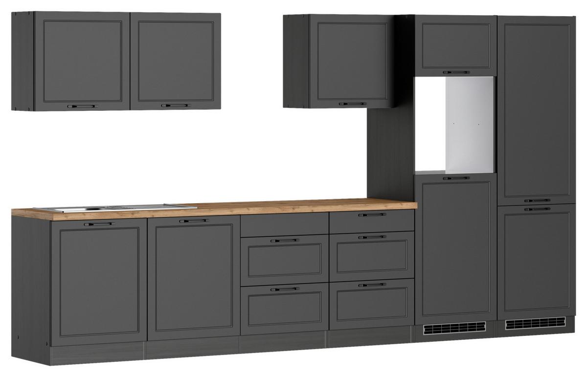 Küchenzeile Meran Ohne Geräte B: 360 Cm Grau/eiche Dekor - Eiche Wotan/Grau, LIFESTYLE, Holzwerkstoff (360cm) - Held