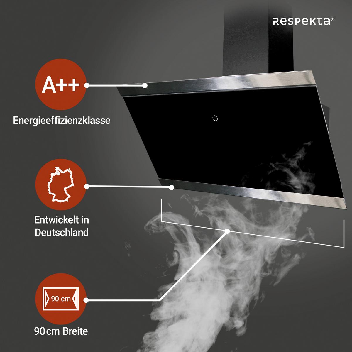 Kopffreihaube Respekta Skala Metall/Glas Schwarz B: 89,5 cm - Schwarz, Trend, Glas/Metall (89,5/74,2-109,2/38,5cm) - Respekta