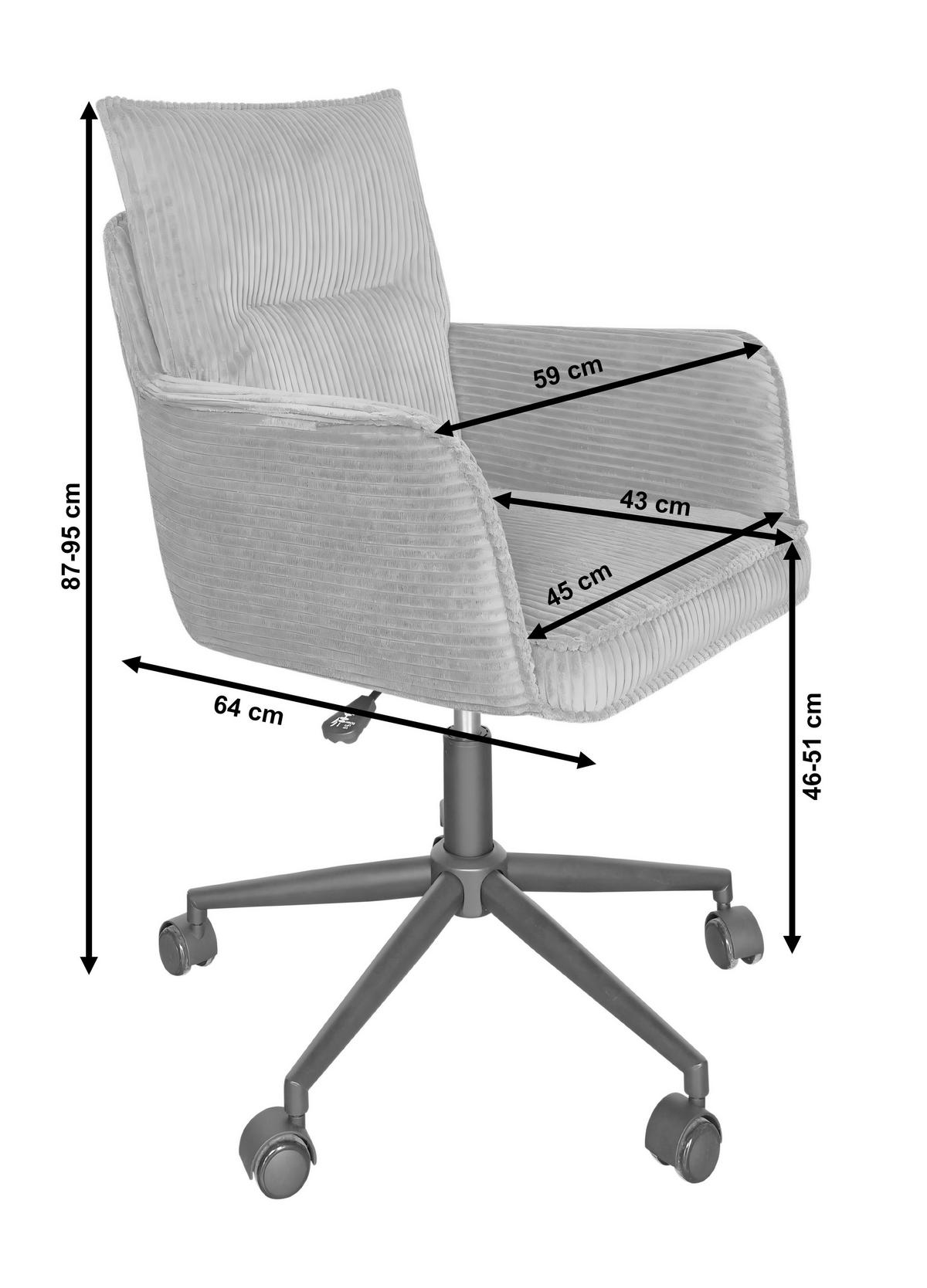 Drehstuhl Valencia Grün B: 58,5 cm - Schwarz/Grün, MODERN, Textil/Metall (58,5/88/95/63cm) - Livetastic