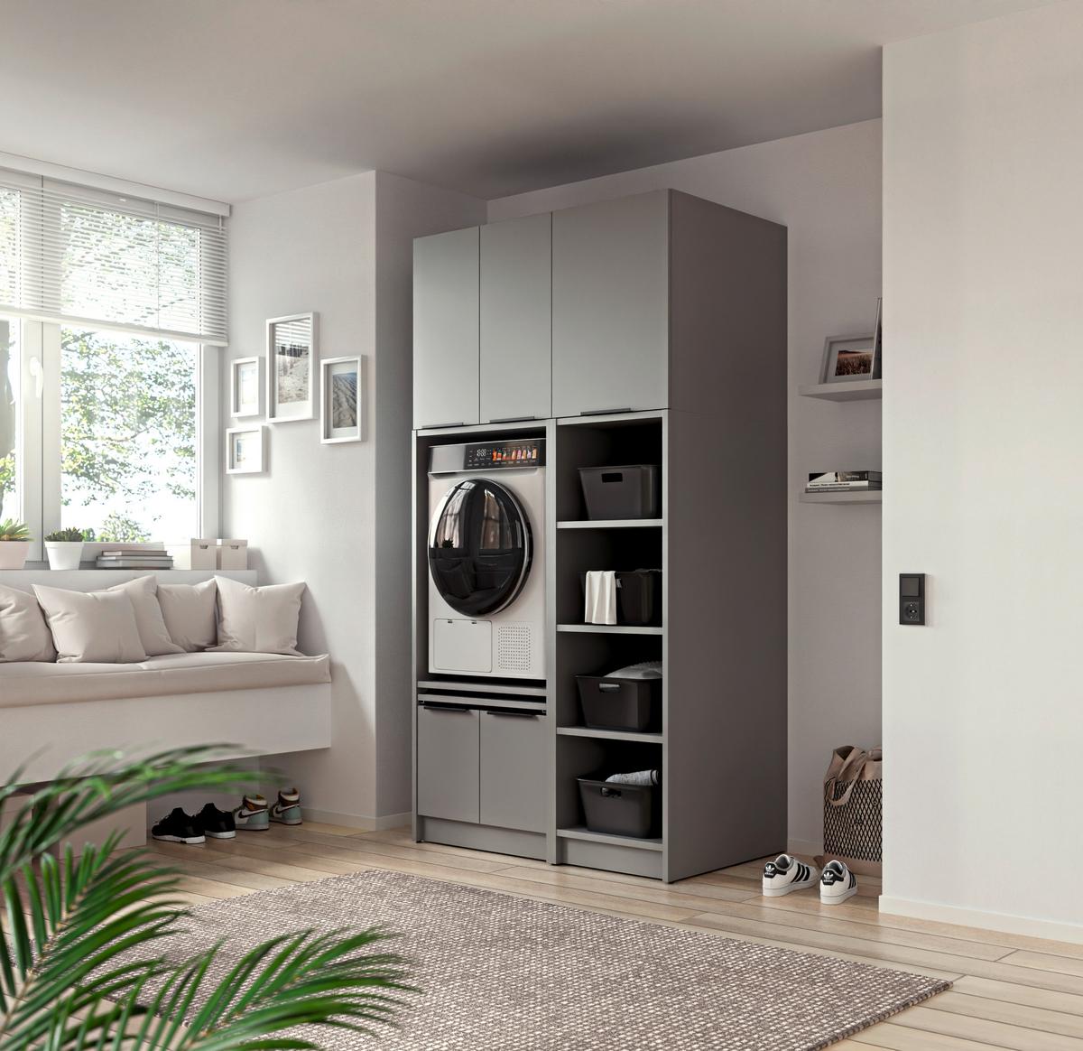 VÍCEÚČELOVÁ SKŘÍŇ TIDY HERO - šedá/barvy dubu, Basics, kompozitní dřevo/plast (50/150/68cm) - P & B