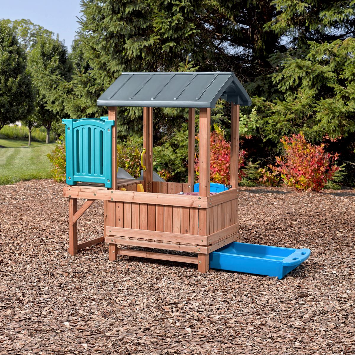 Spielhaus 4906kr - Blau/Braun, KONVENTIONELL, Holz/Kunststoff (165,7/185/214cm) - Ambia Garden