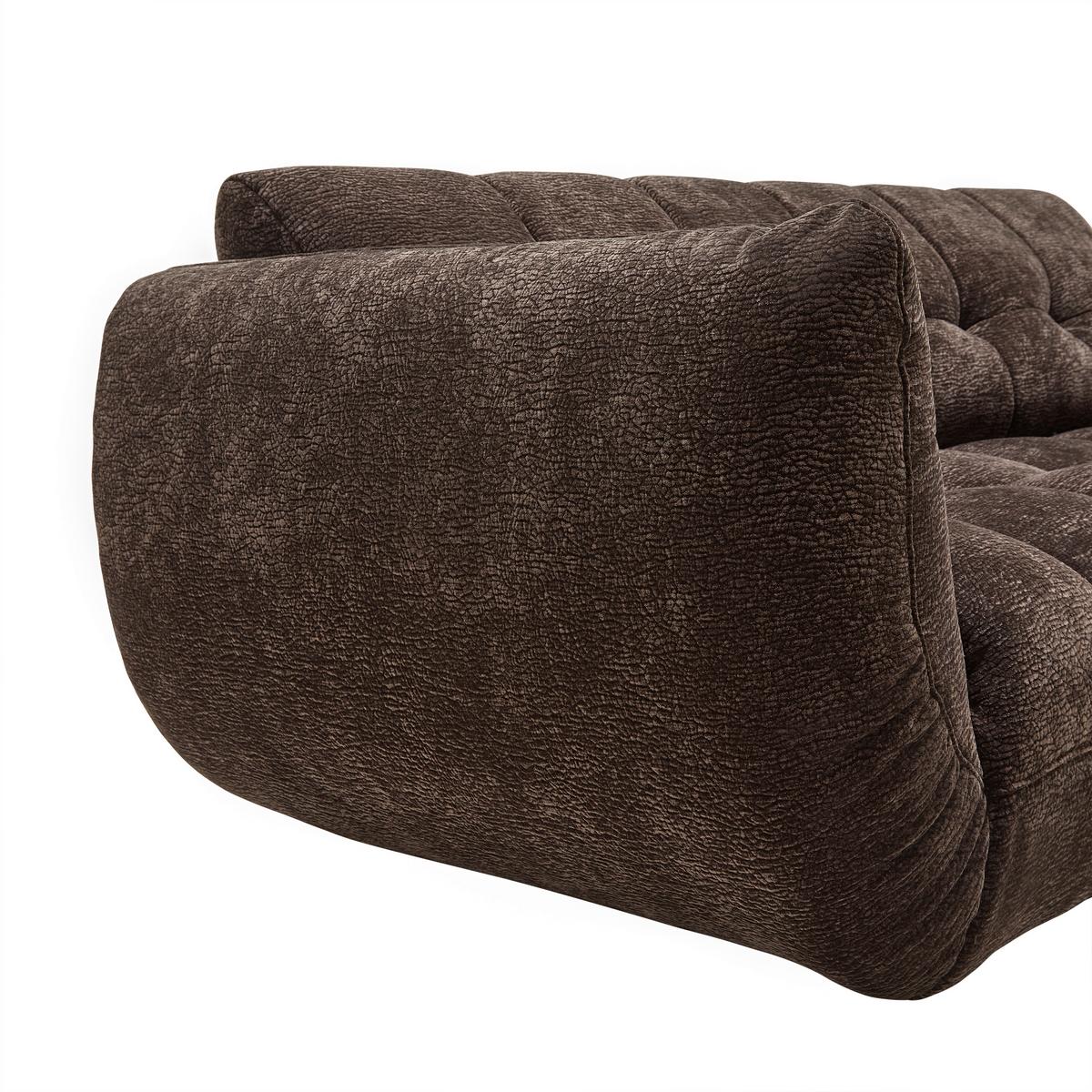 Veľká pohovka PANDA, tmavohnedá ženilka - čierna/tmavohnedá, Modern, textil/plast (218/81/104cm) - Mömax