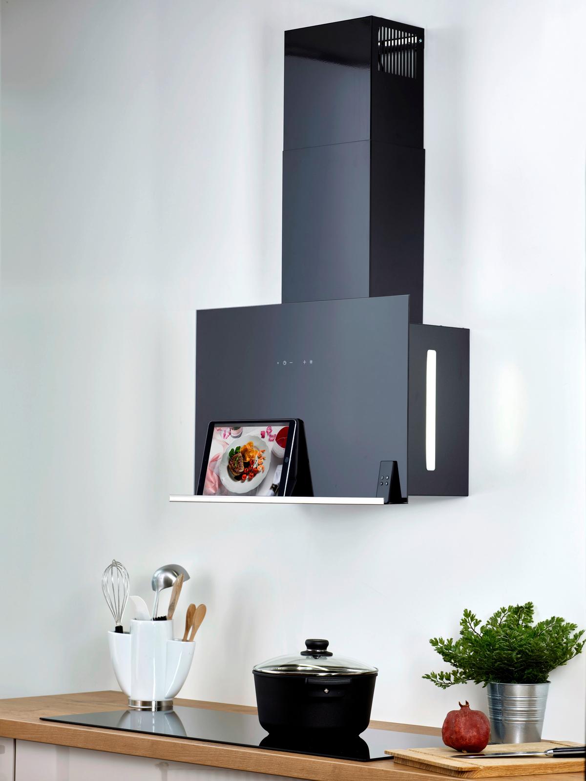 Dunstabzugshaube Hana Schwarz B: 60 Cm Mit Led - Schwarz, MODERN, Glas/Metall (60/41,6/26,5cm) - HKT