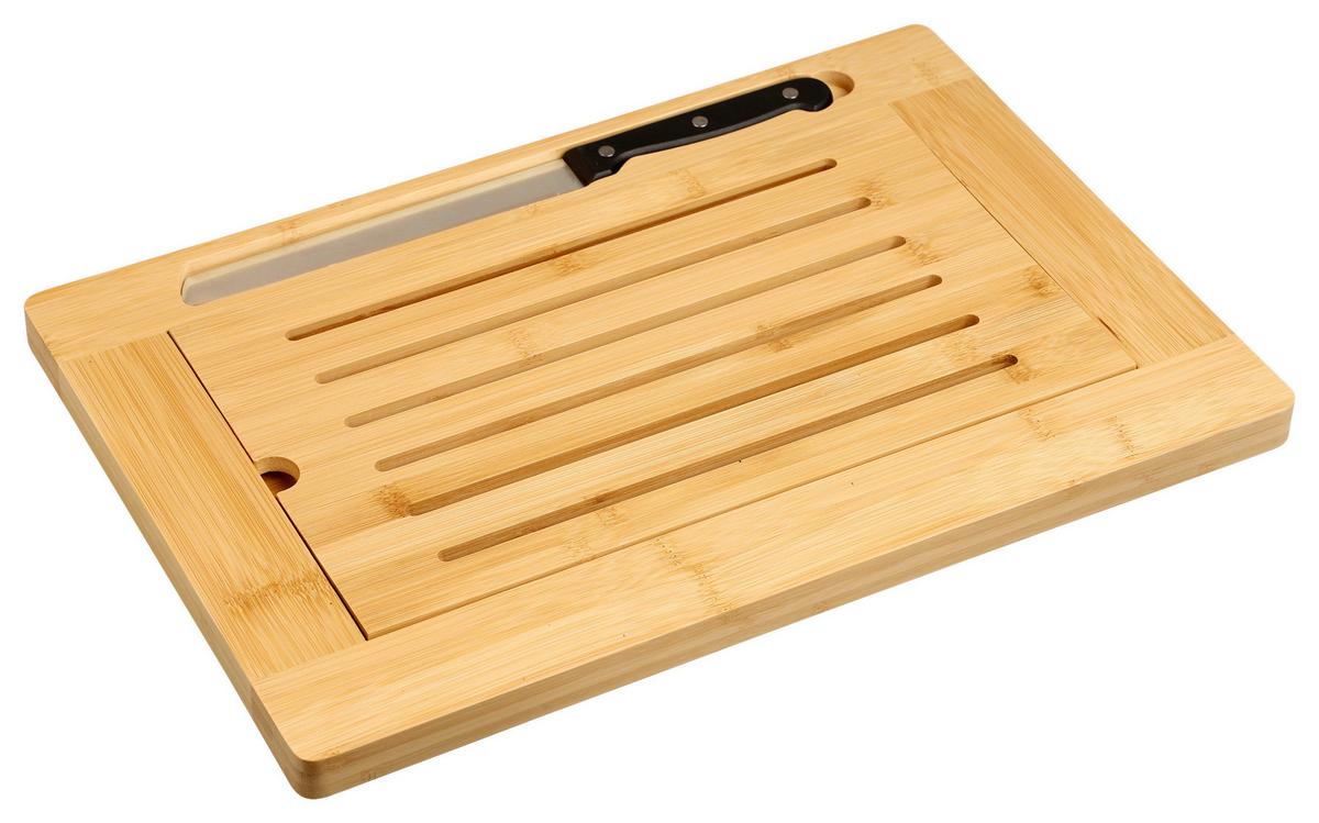 Schneidebrett-Set Hellbraun B: 28 cm - Hellbraun/Edelstahlfarben, Basics, Naturmaterialien (42/28/2cm) - Kesper