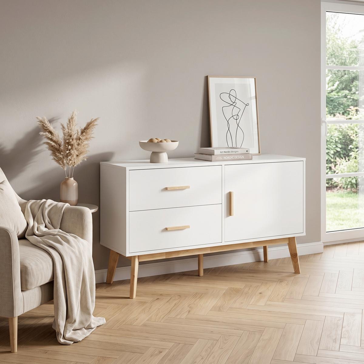 ŠIROKÁ KOMODA TAROLO - svetlohnedá/biela, Modern, kompozitné drevo (120/72/40cm) - MID.YOU