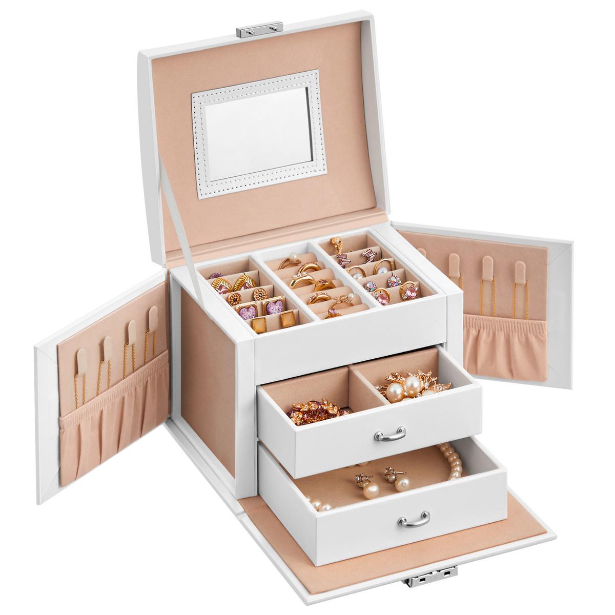 Schmuckkästchen Weiß B: 18 Cm - Weiß, LIFESTYLE, Holzwerkstoff (18/13,5/14cm)