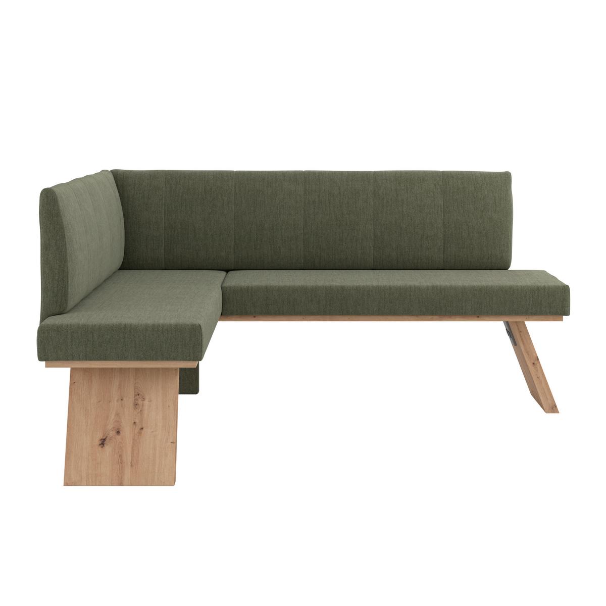 Eckbank Emma Ii Webstoff Grün, B: 140 Cm - Eichefarben/Grün, KONVENTIONELL, Holzwerkstoff/Textil (140/160cm)