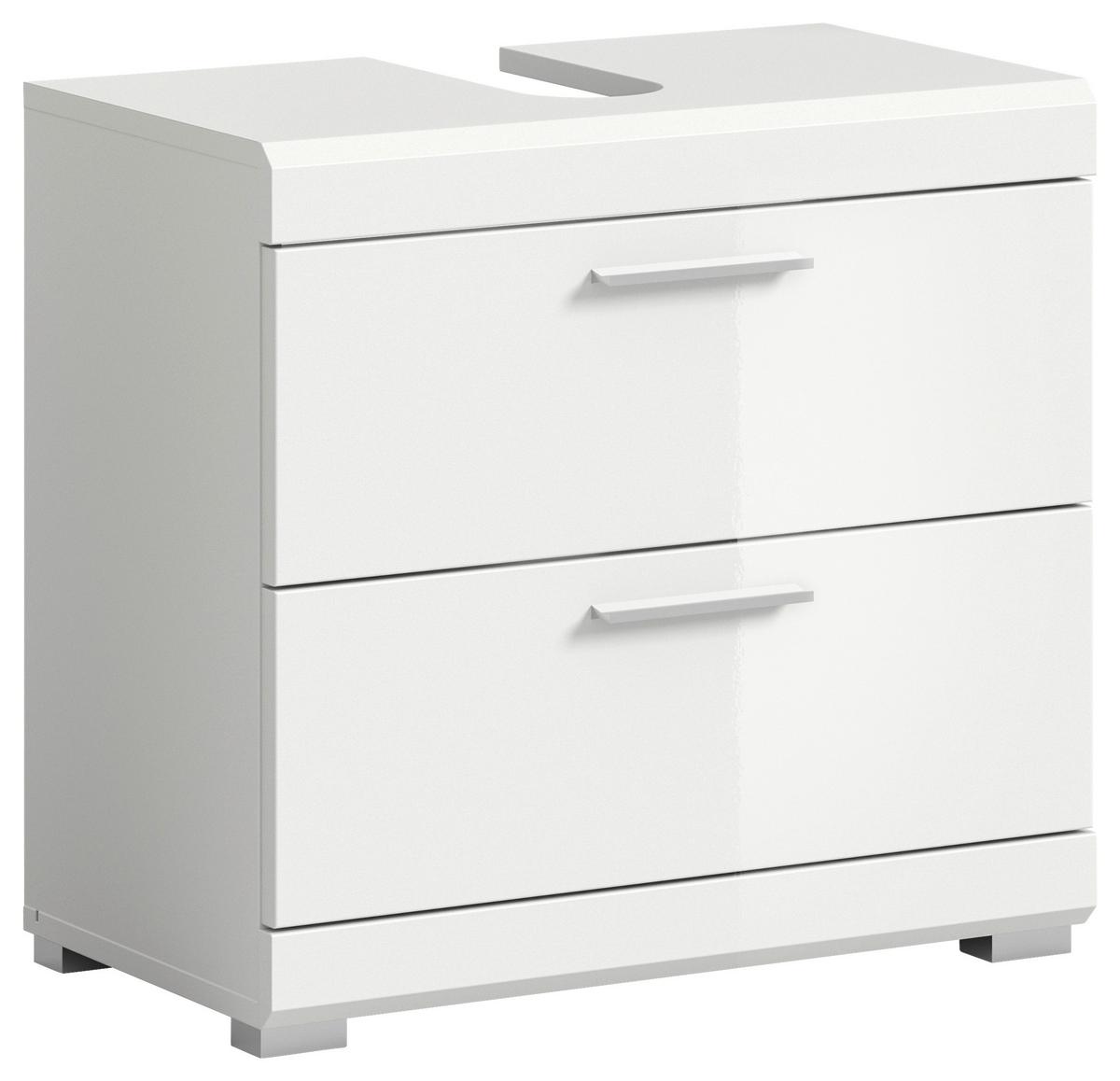 Waschbeckenunterschrank Scout Weiß Hg B: 60 Cm - Weiß Hochglanz/Silberfarben, MODERN, Holzwerkstoff (60/56/34cm) - MID.YOU