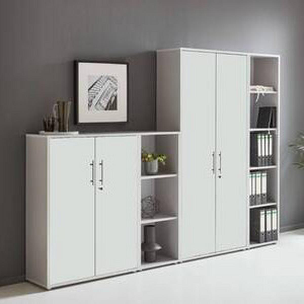 Office Edition B: 257 Cm Grau/weiß - Weiß/Grau, MODERN, Holzwerkstoff (257/186/33cm) - MID.YOU