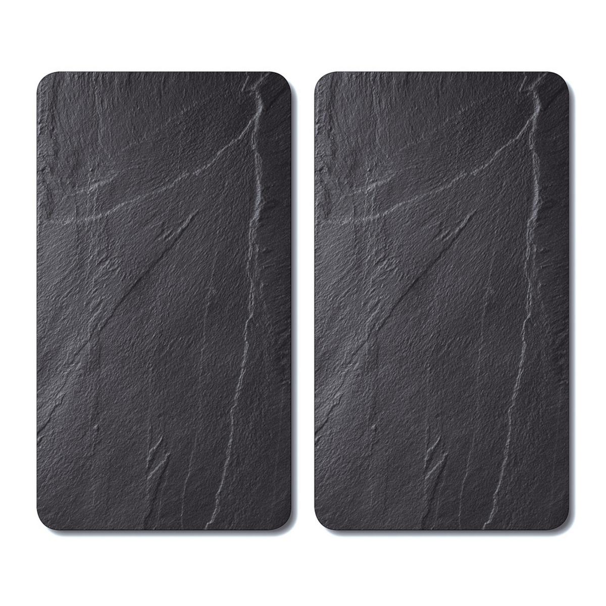 Herdabdeckplatte Schwarz Esg-Glas 52x30 cm 2er-Set - Schwarz, Basics, Glas (52/30/0,80cm) - Kesper