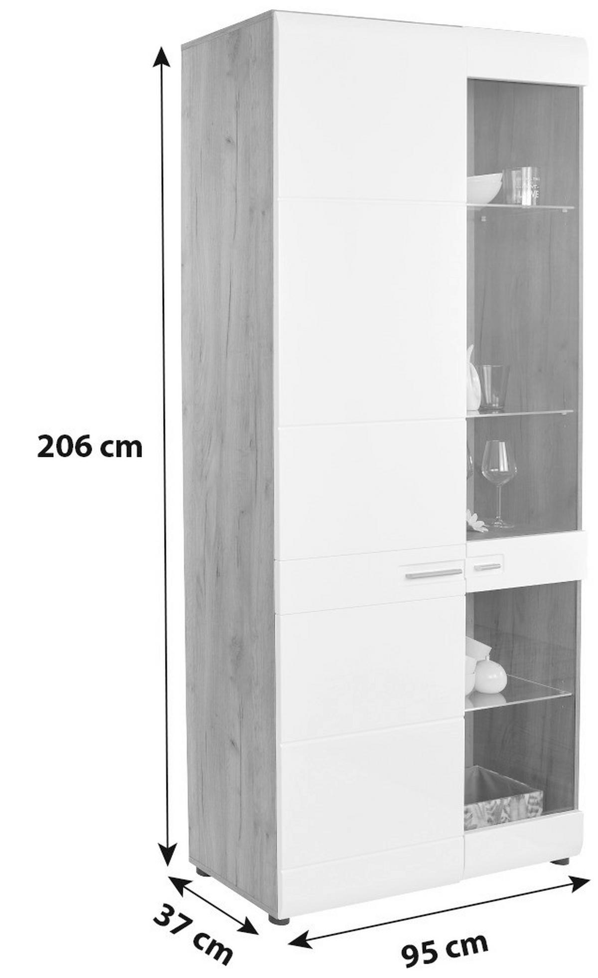 Vitrin Avensis New Typ 30b - tölgyfa színű/fehér, Modern, faalapú anyag (95/205,7/37,1cm) - Luca Bessoni