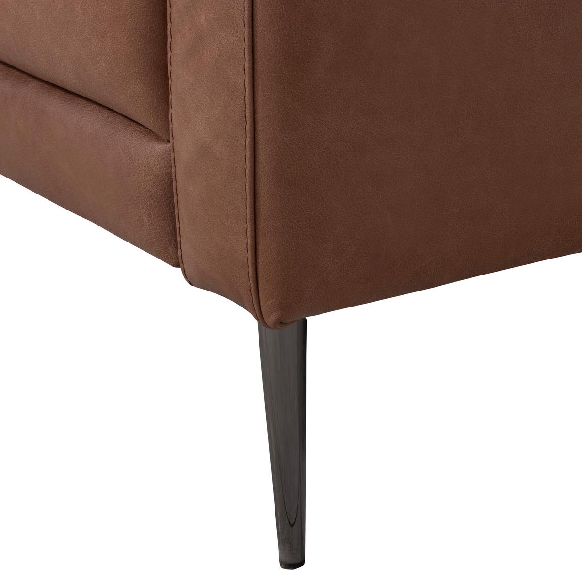3-Sitzer-Sofa Spring, Dunkelbraun B: 187 cm - Dunkelbraun/Schwarzchrom, Design, Leder (187/85/92cm) - Livetastic