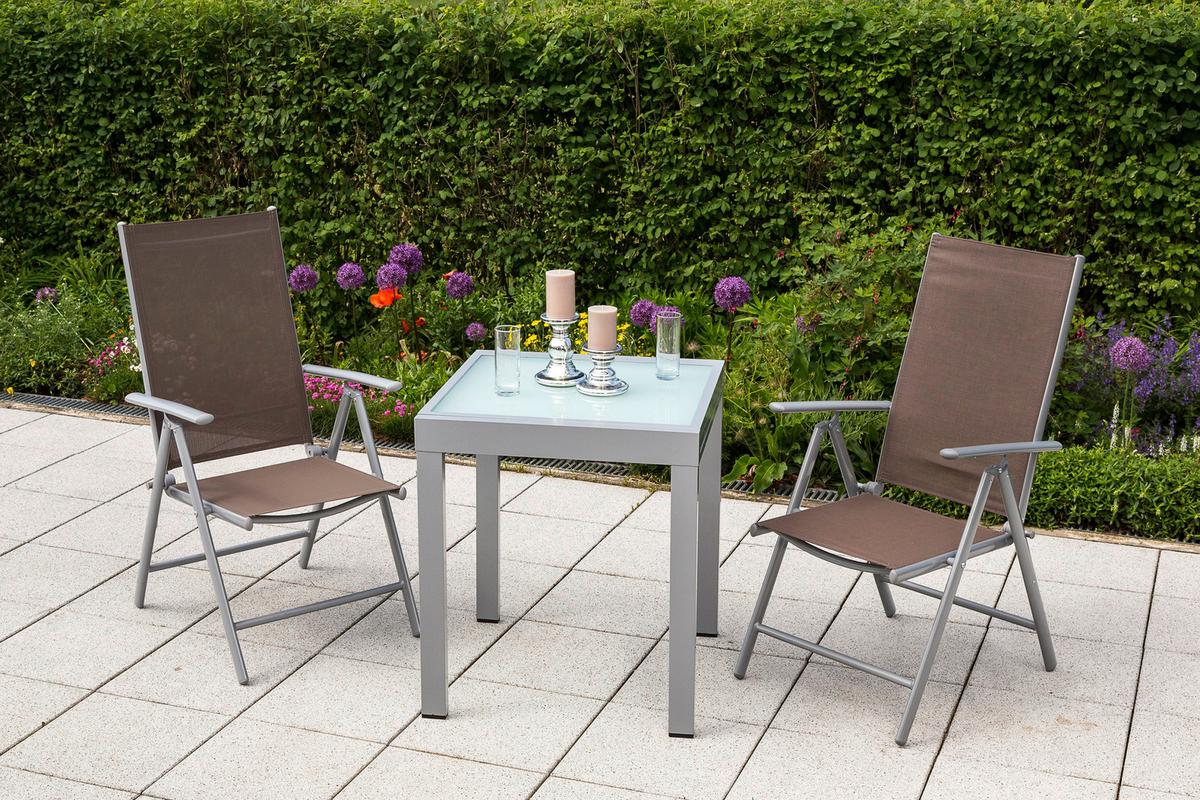 Gartenset Amalfi - Taupe/Silberfarben, MODERN, Textil/Metall - Gardenson