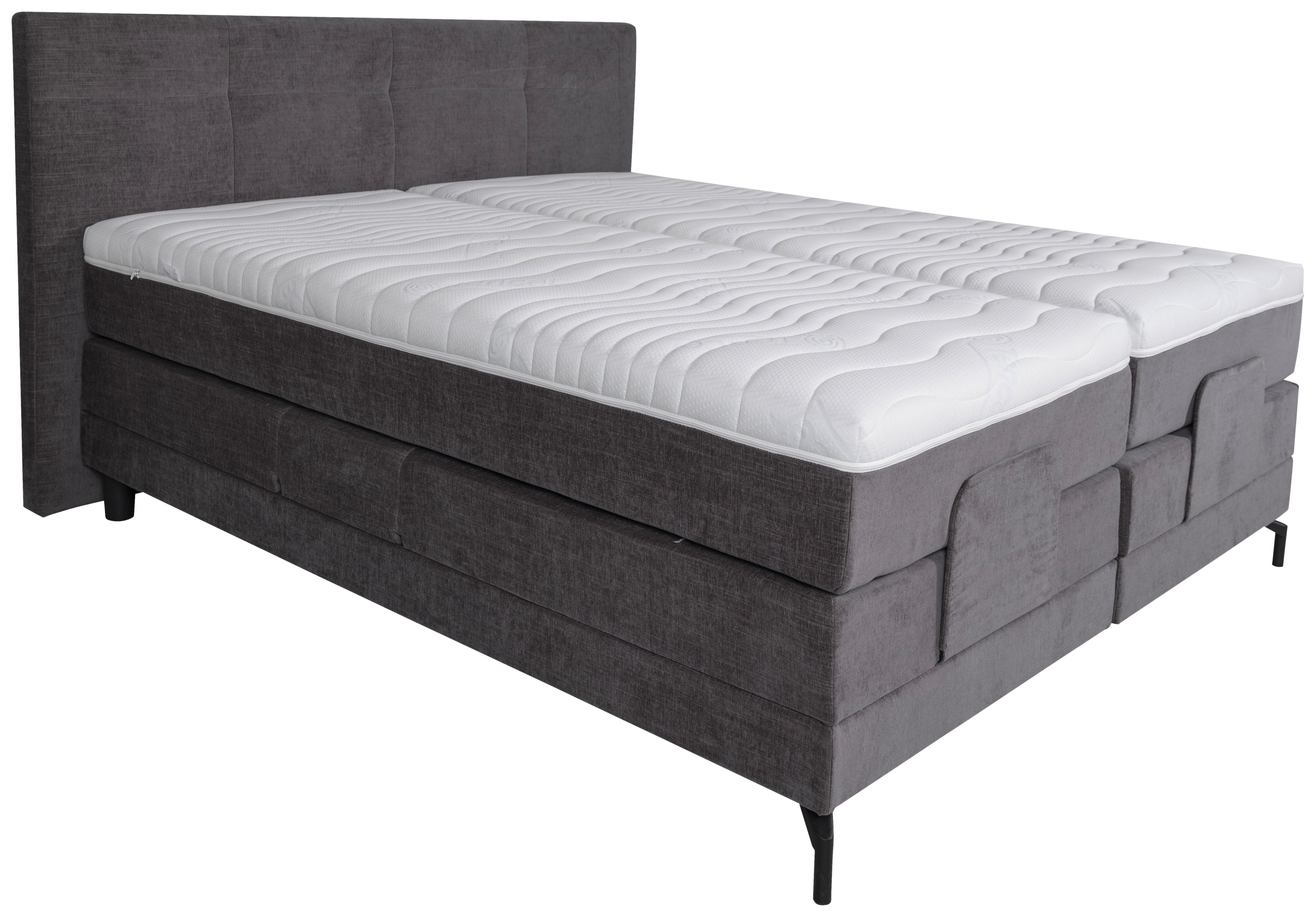 Boxspringbett Mit Gepolstertem Kopfteil 180/200 Toca Mot - Schwarz/Grau, MODERN, Textil (180/200cm) - Luca Bessoni