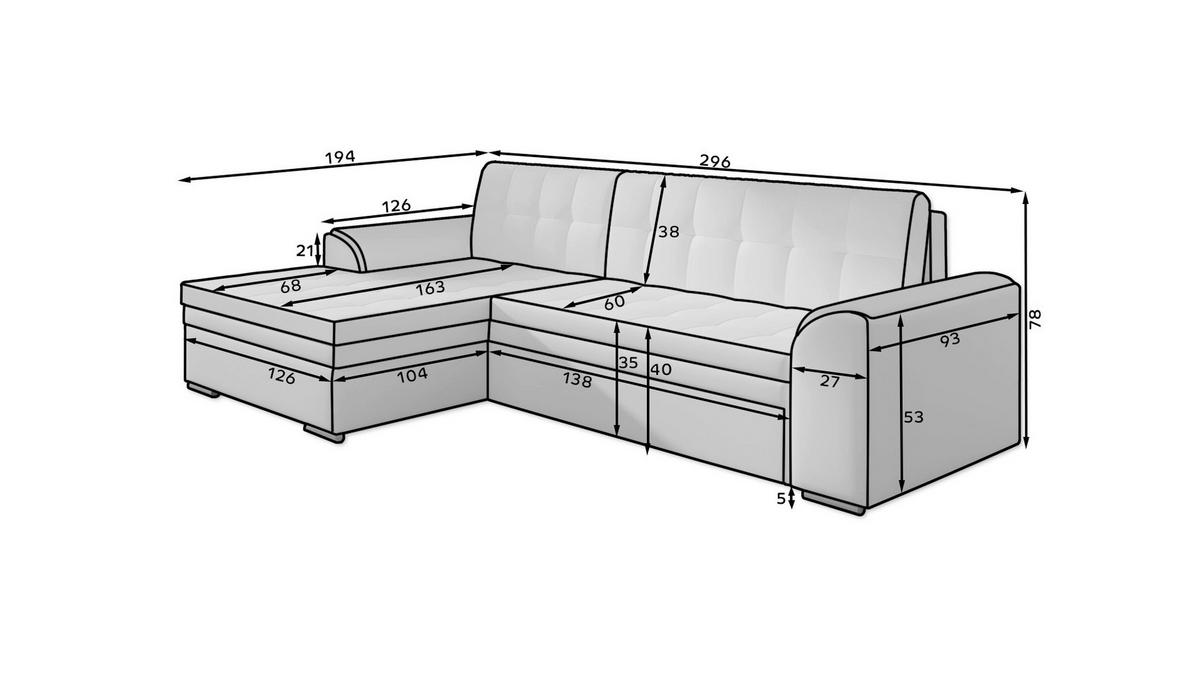 Ecksofa Sorento Grau/Schwarz S: 194x296 cm - Chromfarben/Schwarz, Design, Textil (194/296cm) - MID.YOU