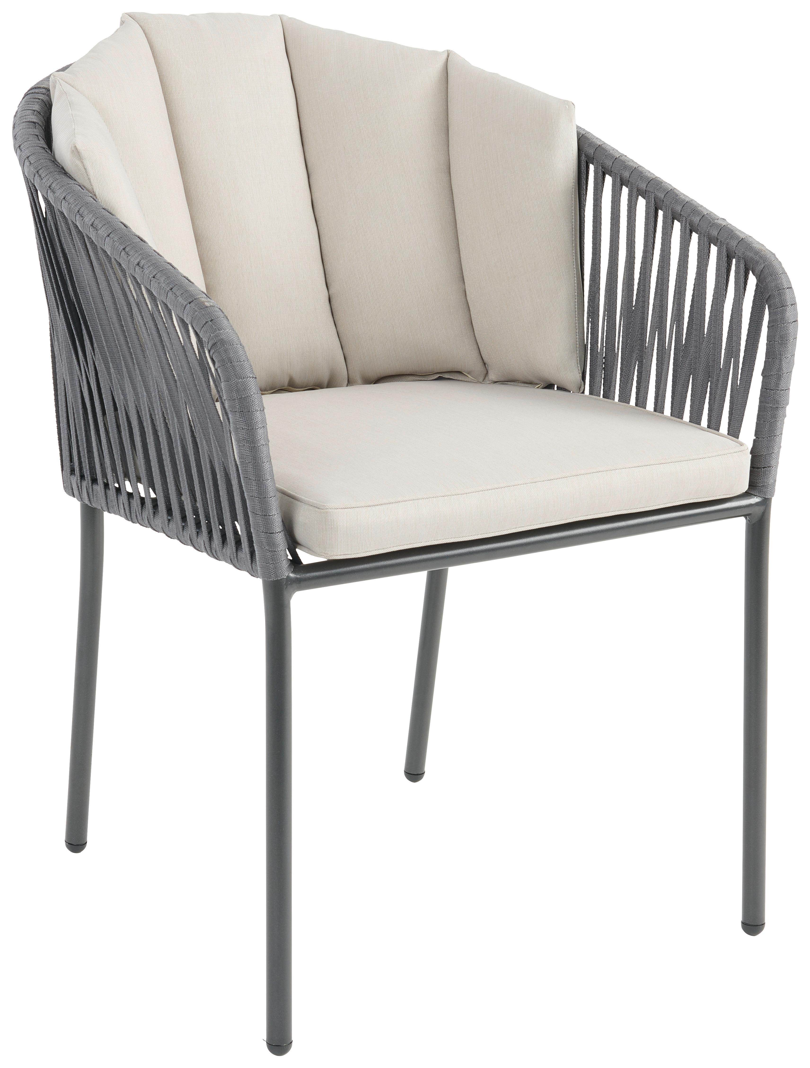 Kerti Karosszék Zoe - bézs/fekete, Modern, műanyag/textil (59/77,5/61cm) - Beldano