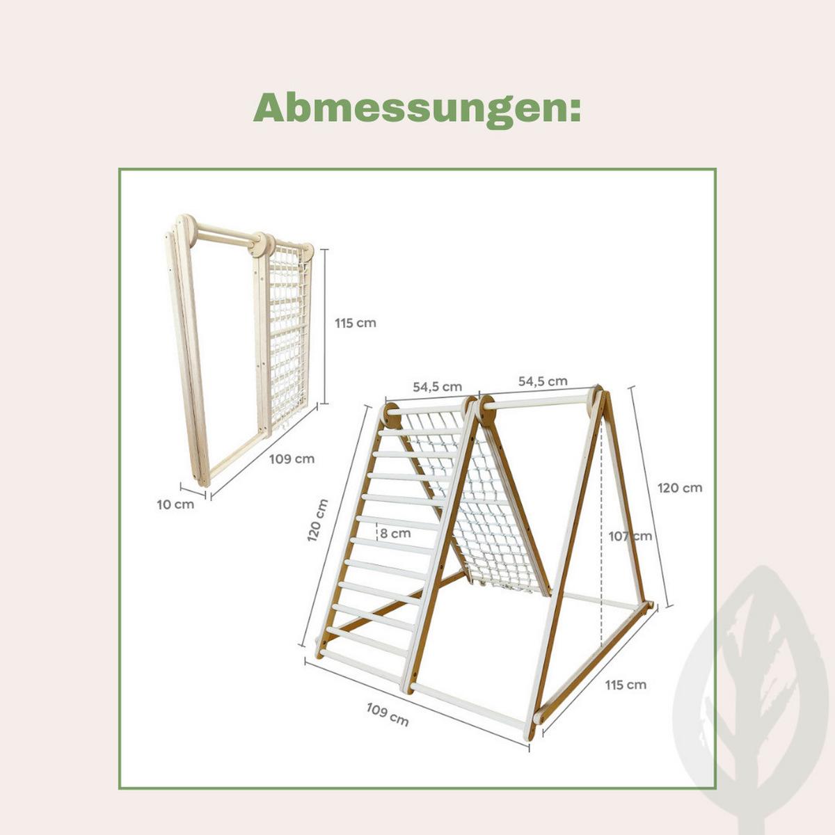 klappbares Klettergerüst mit Sicherheitsmatte - Multicolor/Weiß, Basics, Holz (105/110/100cm) - CLIFF