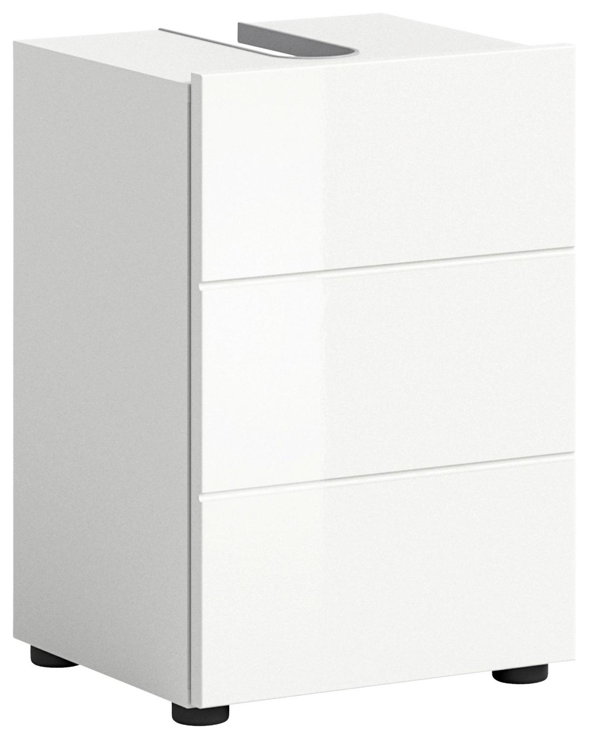 Gästebad Vira 2--Teilig. inkl. LED - Weiß Hochglanz/Schwarz, MODERN, Holzwerkstoff (38/190/34cm) - MID.YOU