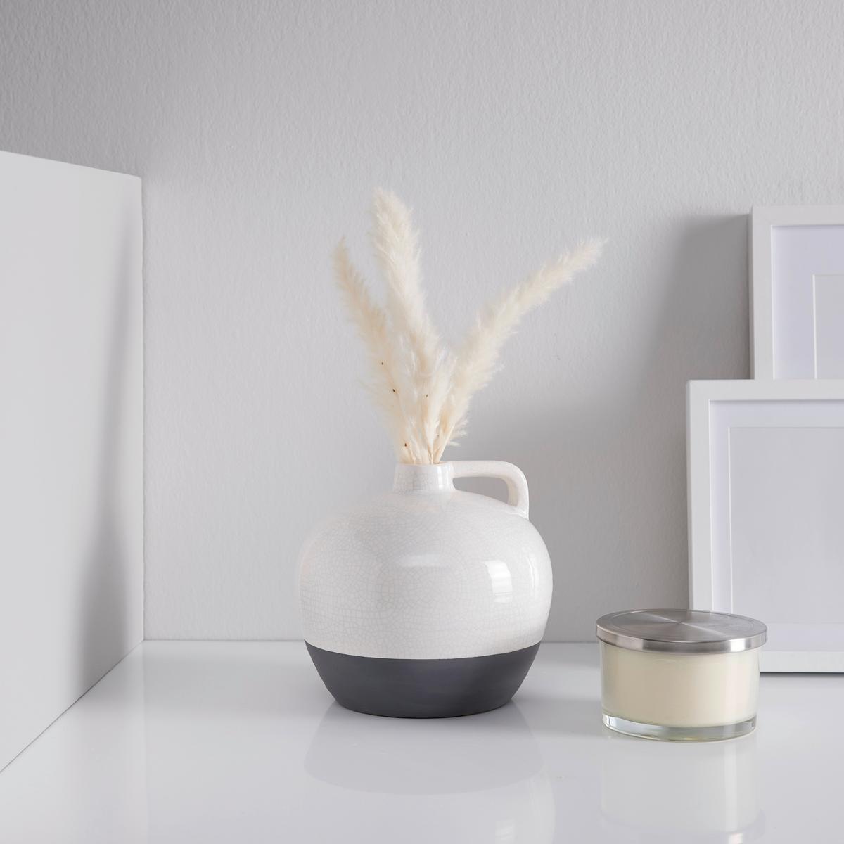 Kameninová váza REZZO P: 22,5 cm - šedá/bílá, Moderní, keramika (22,5/21cm) - Bessagi Home
