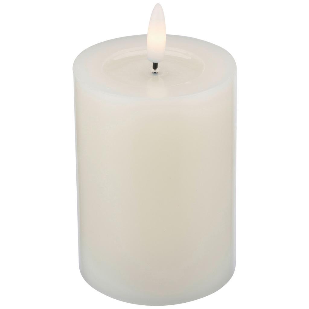 LED-Kerze Mara Weiß mit Timer, Ø/H: 7,5/12,8 cm