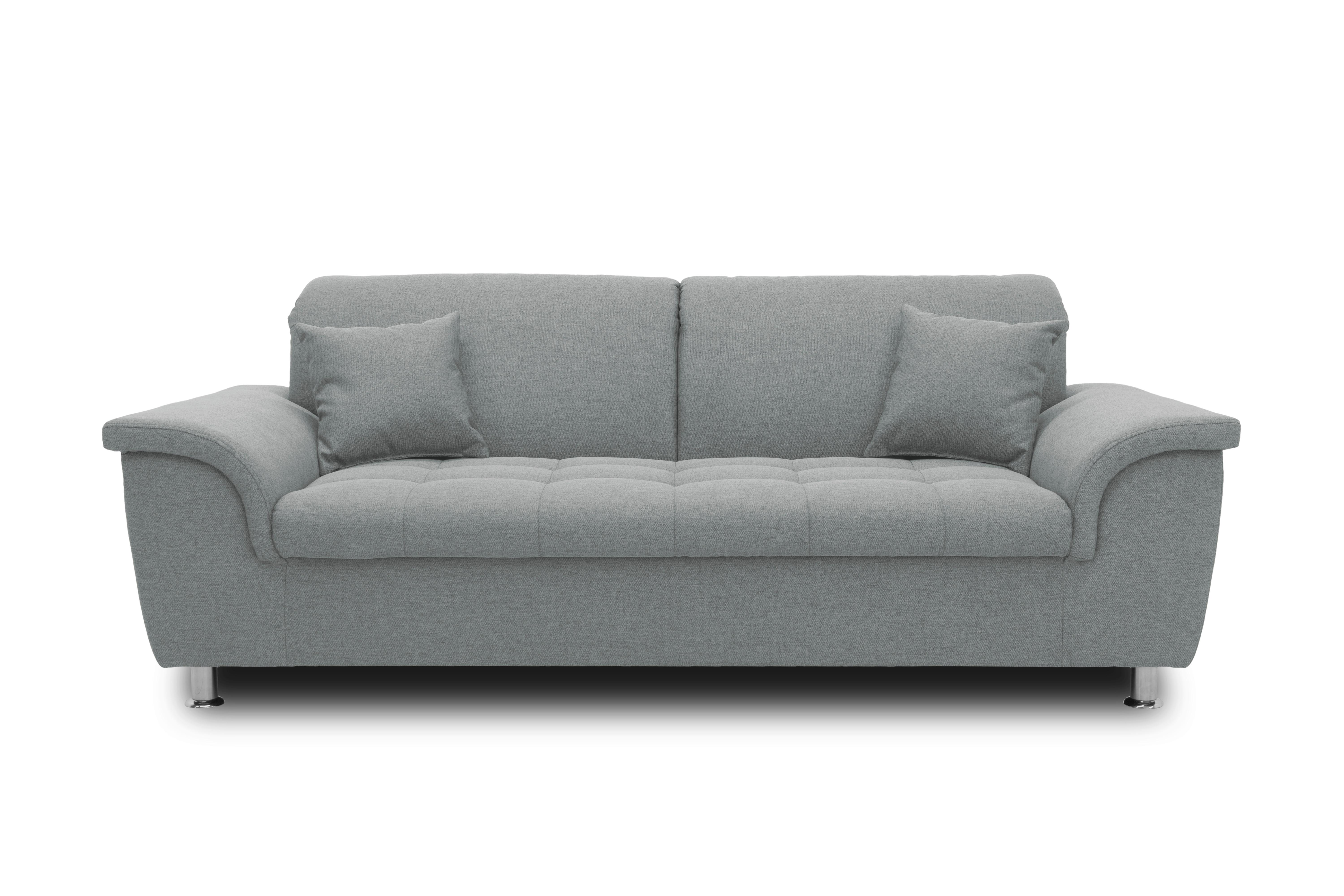 2-Sitzer-Sofa mit Kopfteil verstellbar Franzi Grau - Chromfarben/Grau, KONVENTIONELL, Textil (210/81/105cm) - MID.YOU