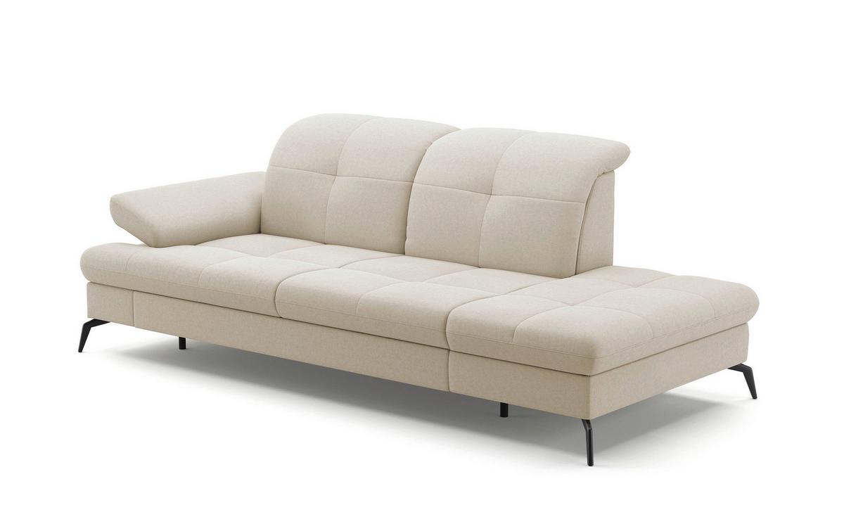 Récamiere Amica E, Creme B: 231 Cm - Creme/Schwarz, KONVENTIONELL, Textil (231/90/122cm) - Sit & More