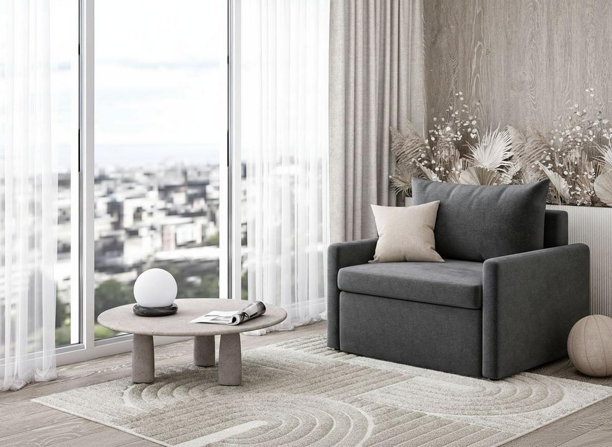 Schlafsessel Cologne Dunkelgrau B: 92cm - Dunkelgrau/Schwarz, Design, Textil (92/89/103cm) - MID.YOU