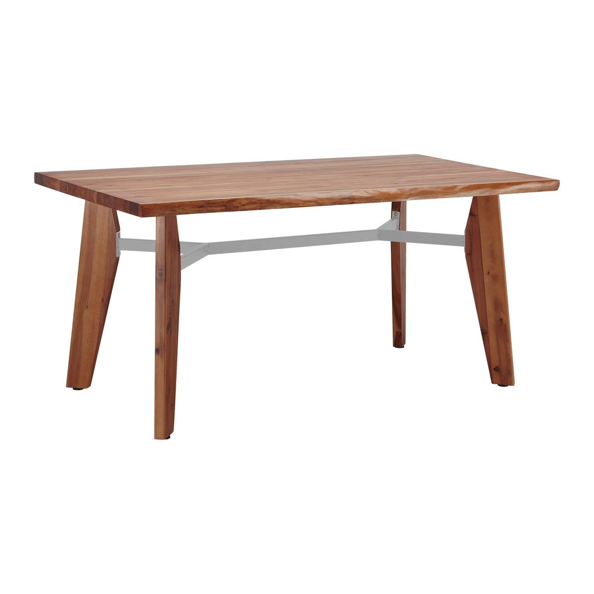 Jedálenský stôl z akácie JASPER 160x90 cm - farba akácie/sivá, Modern, kov/drevo (160/90/75cm) - Bessagi Home