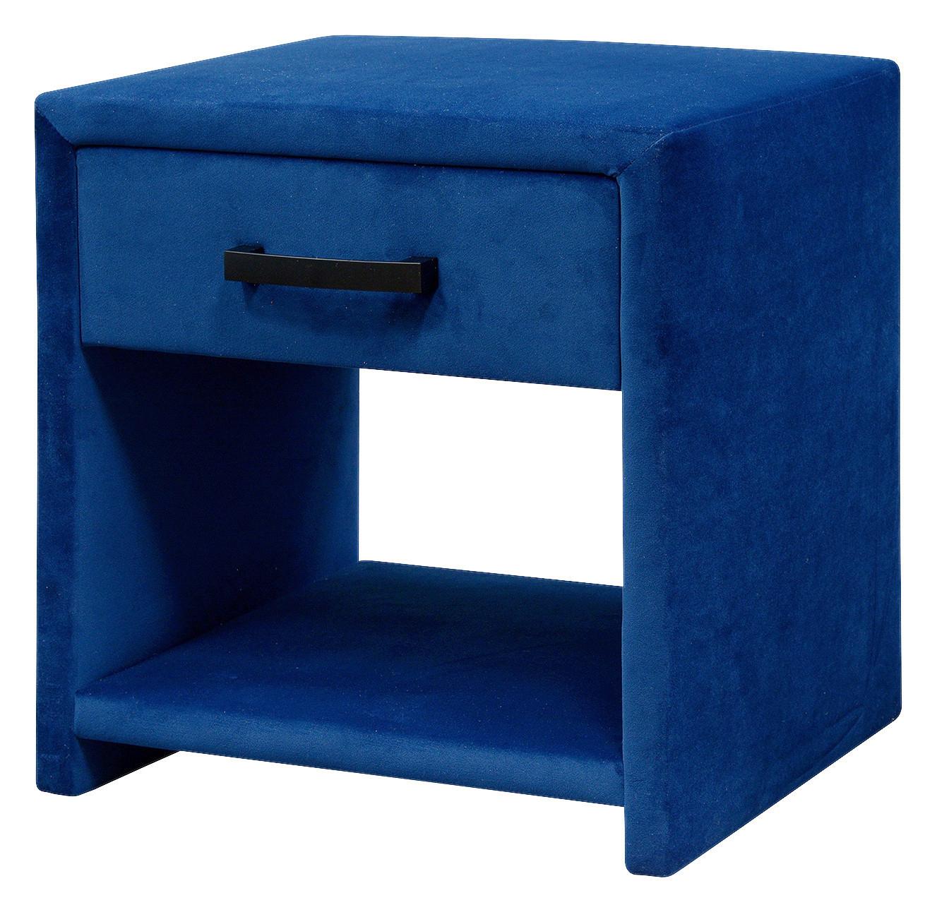 NOČNÍ STOLEK OLYMPIA - tmavě modrá, Moderní, textil (48/49/42cm)